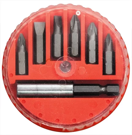 Набор бит, магнитный адаптер для бит, сталь 45Х, 7 предм., в пласт. закрытом боксе  MATRIX 11392 купить в Перми