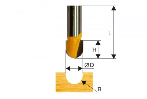 Фреза пазовая галтельная Ф9,5Х10 мм R4,8 мм хвостовик 8 мм Энкор 46061 купить в Перми