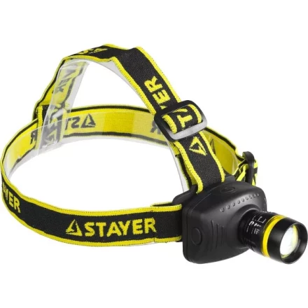 Фонарь STAYER &quot;PROFESSIONAL&quot; налобный светодиодный, 3Вт(140Лм), регулируемый фокус, 3 режима, 3ААА 56566 купить в Перми