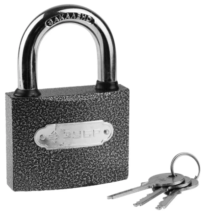 Замок ЗУБР &quot;МАСТЕР&quot; навесной, металлический корпус, закаленная дужка, 75мм 3712-75 купить в Перми