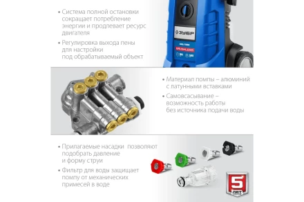 Мойка высокого давления ЗУБР Профессионал АВД-П180 купить в Перми