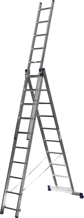 Лестница СИБИН универсальная, трехсекционная со стабилизатором, 10 ступеней 38833-10 купить в Перми