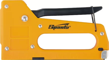 Степлер мебельный пластиковый со скобами 100 шт тип скобы 53 4-8 мм Sparta 42001 купить в Перми