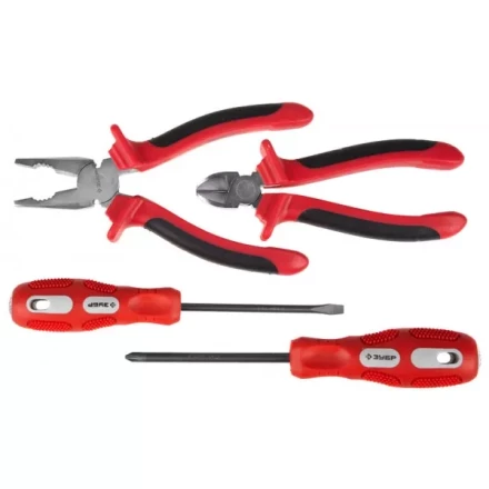 Набор инструментов ЗУБР &quot;МАСТЕР&quot;, плоскогубцы, бокорезы, 2 отвертки 22025-H4 купить в Перми