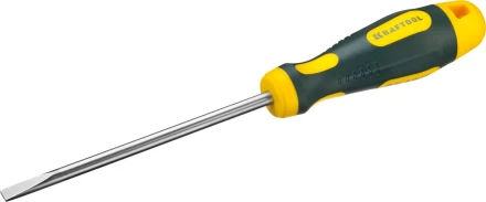Отвертка KRAFTOOL, Cr-Mo-V сталь, двухкомпонентная противоскользящая рукоятка, SL, 6,0x125мм 250071-6.5-125 купить в Перми