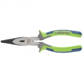 Длинногубцы прямые,180 мм фосфатирование трехкомпонентные рукоятки СИБРТЕХ 17156 купить в Перми