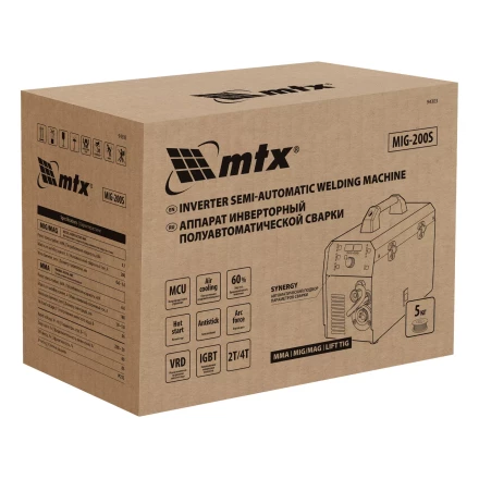 Аппарат инвертор. полуавтомат. cварки MTX MIG-200S, 200A, ПВ 60%, катушка 5 кг купить в Перми