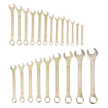 Набор ключей комбинированный Сибртех 6-32 мм, 22 шт, желтый цинк 15444 купить в Перми