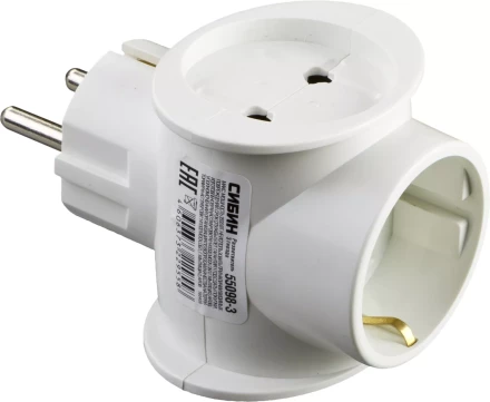 Разветвитель СИБИН электрический с заземлением, 3 гнезда, 16А/220В 55098-3 купить в Перми