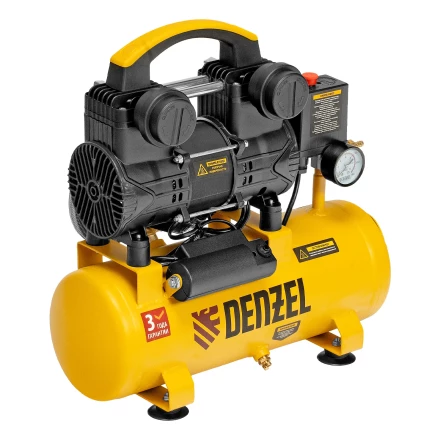 Компрессор безмасл. малошумный DLP-950/10, 950Вт,10 л, 2850 об/мин, 170 л/мин// Denzel 58141 купить в Перми
