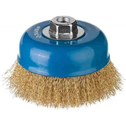 ЗУБР &quot;ПРОФЕССИОНАЛ&quot;. Щетка чашечная для УШМ, витая латунированная стальная проволока 0,3мм, 125ммхМ14 3526-125_z02 купить в Перми