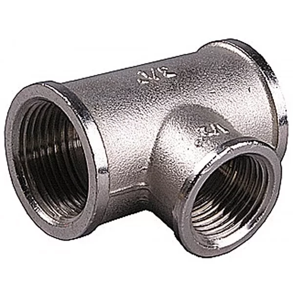 Тройник GENERAL FITTINGS переходной, никелированная латунь, г/г/г, 3/4"-1/2"-3/4" 51060-3/4-1/2-3/4 купить в Перми