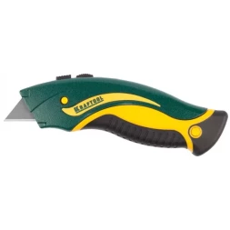 Нож "WERK" металлический, KRAFTOOL 09241, с запасными выдвижным трапец лезвиями, 5шт, усил корпус, быстрая замена лезвия, тип "А24",19мм 09241_z01