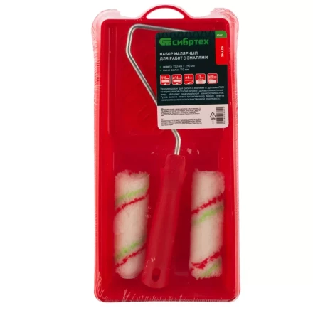 Малярный набор для работ с эмалями: кювета 150 мм х 290 мм и мини-валик 110 мм Сибртех 80453 купить в Перми