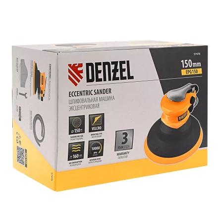 Эксцентриковая шлифовальная машина Denzel EPG150, 150 мм, 10000 об/мин, 5 мм, 160 л/мин 57476 купить в Перми