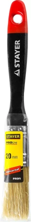 Кисть плоская STAYER &quot;UNIVERSAL-PROFI&quot;, светлая натуральная щетина, деревянная ручка, 20мм 0104-020 купить в Перми