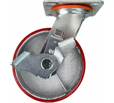 Аппаратное поворотное колесо большегрузное с тормозом HITCH 140*50 полиуретан SCpb63 (SZ085015) купить в Перми