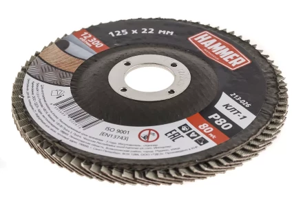 Круг Лепестковый Торцевой (КЛТ) HAMMER КЛТ 1 Ф125х22 Р80 213-026 купить в Перми