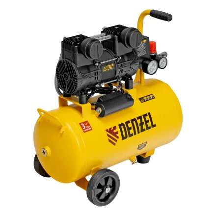 Компрессор безмасл. малошумный DLP-950/24, 950Вт,24 л, 2850 об/мин, 170 л/мин// Denzel 58142 купить в Перми
