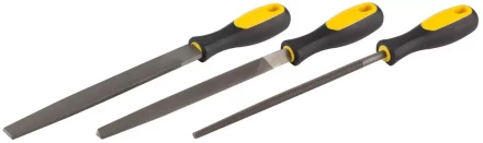 Набор STAYER &quot;PROFI&quot;: Напильники с двухкомпонентной рукояткой, плоский, трехгранный, круглый, №2, 200мм 16610-H3 купить в Перми