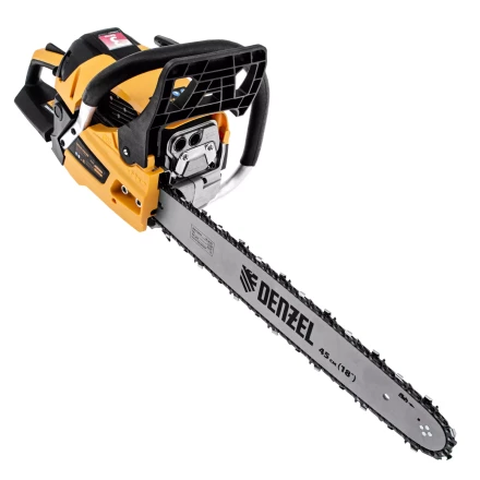 Пила цепная бензиновая Denzel DS-5218, шина 45 см, 52 см3, 3 л.с, шаг 0,325, паз 1,5 мм, 72 звена 95237 купить в Перми