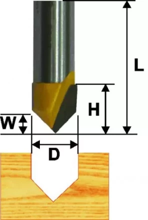 Фреза пазовая галтельная ф6,35 мм V-обр 90 град. хвостовик 8 мм Энкор 46094 купить в Перми