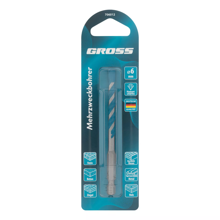 Сверло универсальное Gross, Multipurpose PRO, 6-гр. хвостовик, 6мм, 706012 купить в Перми