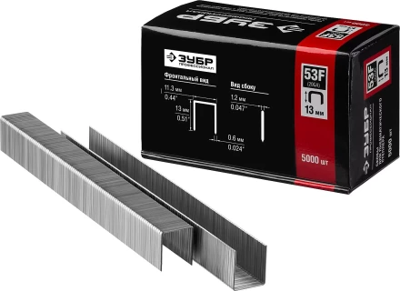 Скобы тип 53F, 13 мм, особотвердые, ЗУБР &quot;ПРОФЕССИОНАЛ&quot; 31950-13, 5000 шт 31950-13 купить в Перми