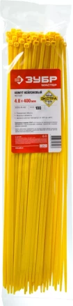 Хомуты нейлоновые ЗУБР &quot;МАСТЕР&quot; желтые, 4,8 мм x 400 мм, 100 шт 309050-48-400 купить в Перми