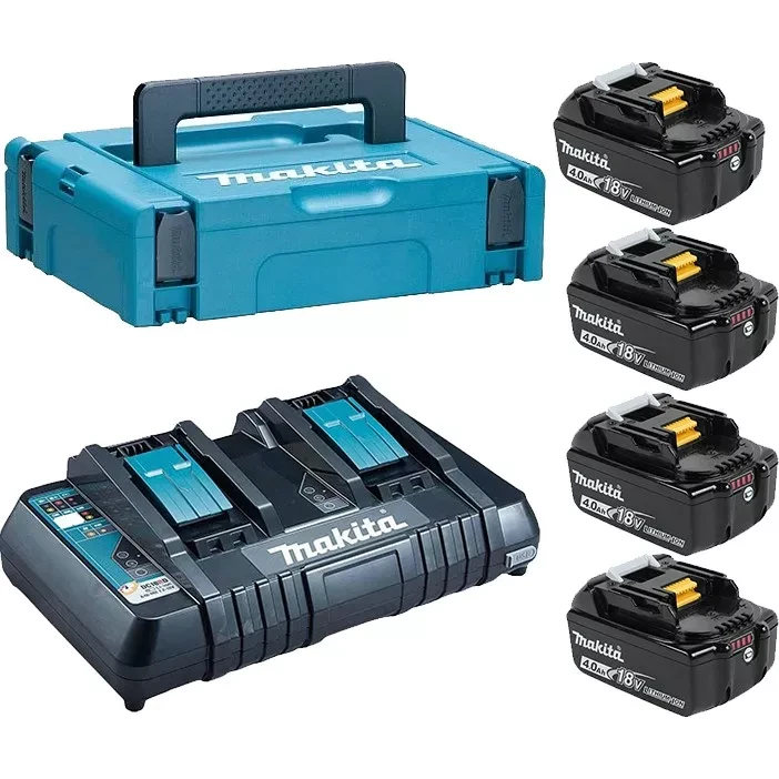 Набор 4 аккумулятора Makita BL 1840B 198489-5, 4 Ач и Зарядное устройство DC 18 RD в MakPac купить в Перми