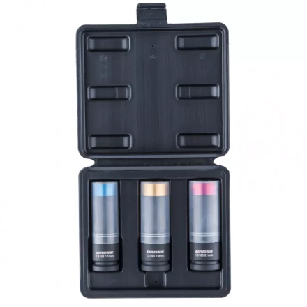 Набор головок ударных шестигранных для колесных дисков 17 19 21 мм 1/2&quot; 3 предмета Gross 13196 купить в Перми