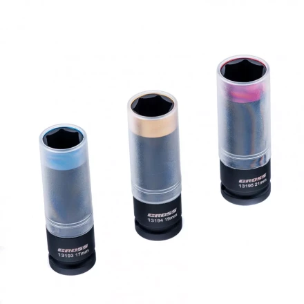 Набор головок ударных шестигранных для колесных дисков 17 19 21 мм 1/2&quot; 3 предмета Gross 13196 купить в Перми