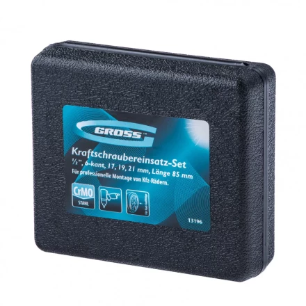 Набор головок ударных шестигранных для колесных дисков 17 19 21 мм 1/2&quot; 3 предмета Gross 13196 купить в Перми