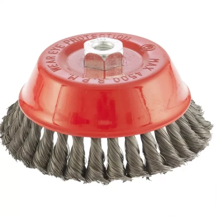 Щетка для УШМ 150 мм М14 &quot;чашка&quot; крученая проволока 0,8 мм MTX 74626 купить в Перми