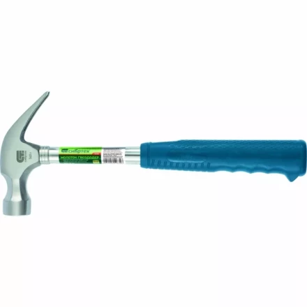 Молоток гвоздодер металлическая трубчатая обрезиненная рукоятка вес 450гр боек 27мм СИБРТЕХ 10436 купить в Перми