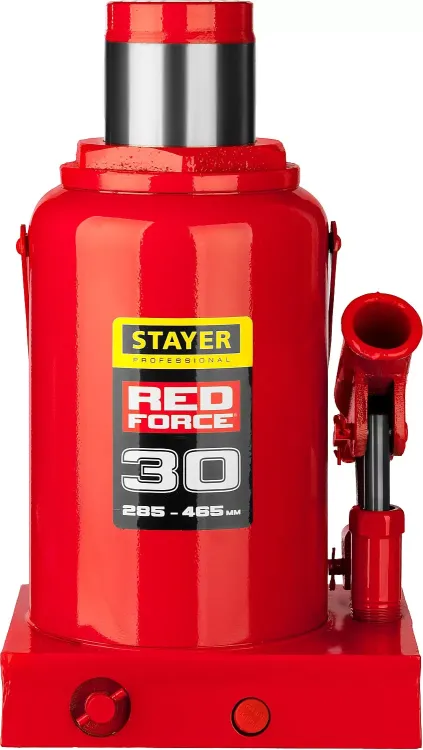 Домкрат гидравлический бутылочный "RED FORCE", 30т, 285-465 мм, STAYER 43160-30 43160-30_z01 купить в Перми