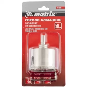 Сверло алмазное по керамограниту 55 х 67 мм 3-гранный хвостовик MATRIX 726553 купить в Перми