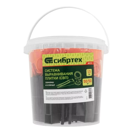 Комплект зажим + клин для системы выравнивания плитки СВП Кольцо, 50/50 шт. в ведре Сибртех 88112 купить в Перми