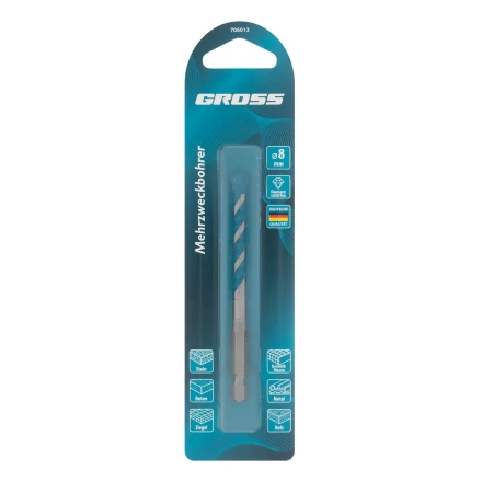 Сверло универсальное Gross, Multipurpose PRO, 6-гр. хвостовик, 8мм, 706013 купить в Перми