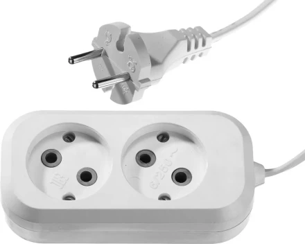 Удлинитель СИБИН электрический, ШВВП сечение 0,75кв мм, 2 гнезда, макс мощн 1300Вт, 2м 55091-2 купить в Перми