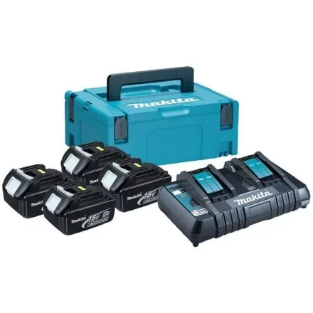 Набор 4 аккумулятора Makita BL 1850B 198312-4, 5 Ач и Зарядное устройство DC 18 RD в MakPac купить в Перми