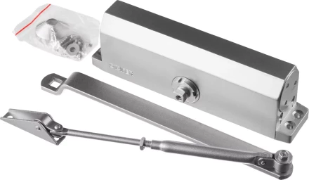 Доводчик дверной STAYER, для дверей массой до 100 кг, цвет серебро 37915-100 купить в Перми