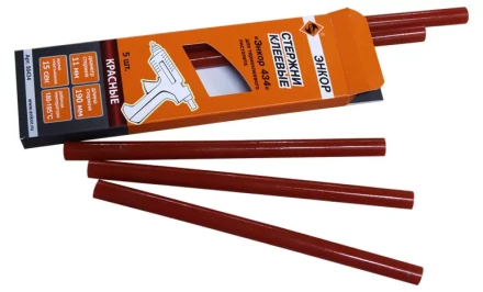 Стержень клеевой 11х190мм ЭНКОР 434 5шт красный 50434 купить в Перми