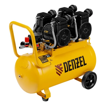 Компрессор безмасл. малошумный DLP -3000/50, 3 кВт, 2х1,5 кВт,50 л, 2850 об/мин,500 л/мин// Denzel 58144 купить в Перми