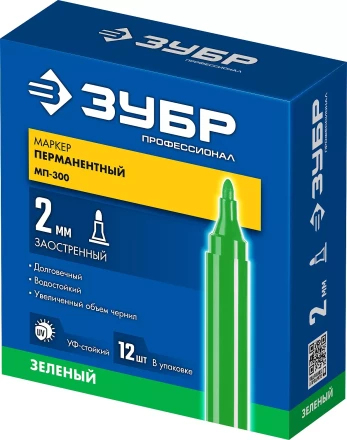 ЗУБР МП-300 зеленый, 2 мм перманентный маркер (06322-4) купить в Перми