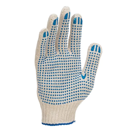Перчатки трикотажные усиленные, с ПВХ точкой, 7 класс вязки Россия 677725 купить в Перми