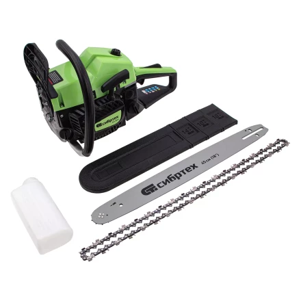 Пила цепная бензиновая Сибртех БП-5245 95209, 52 см3, шина 45 см, шаг 0.325, паз 1,5 мм, 72 звена купить в Перми