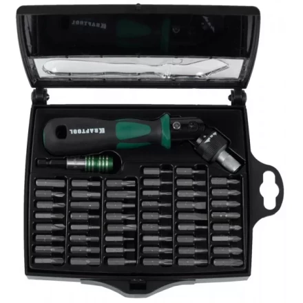 Отвертка KRAFTOOL &quot;EXPERT&quot;, реверсивно-рычажная, с битами и головками, 52шт 25555-H52 купить в Перми