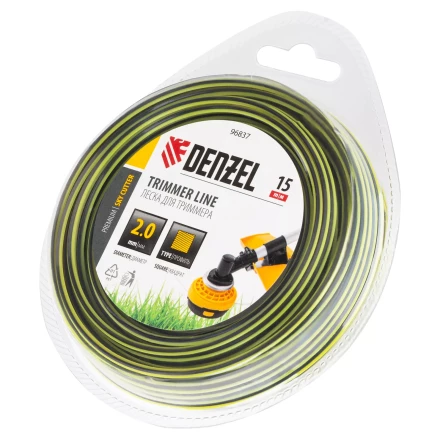 Леска для триммера двухкомпонентная квадратная, 2,0мм х 15м, блистер SkyCutter Denzel 96837 купить в Перми