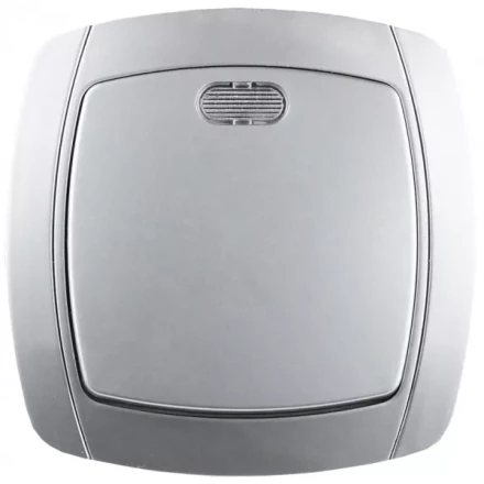 Выключатель СВЕТОЗАР &quot;АКЦЕНТ&quot; одноклавишный в сборе, с подсветкой, цвет серебристый металлик, 10А/~250В SV-54231-SM купить в Перми